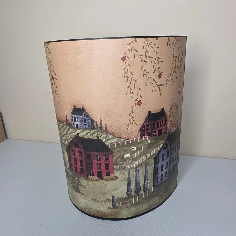 Primitive Folk Art Half Circle Wastebasket Home Decor Mary Jo Todd Americana